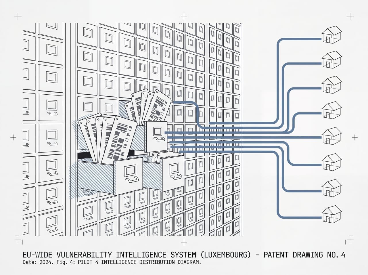 Blueprint of vulnerability advisories propagating from a national CSIRT outward to peer CSIRTs across Europe.